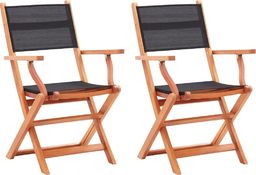  vidaXL składane krzesła ogrodowe 2 sztuki czarne, eukaliptus i textilene (48692)