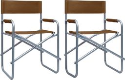  vidaXL krzesła reżyserskie, 2 sztuki, stalowe, brązowe (47921)
