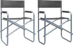  vidaXL krzesła reżyserskie, 2 sztuki, stalowe, szare (47920)