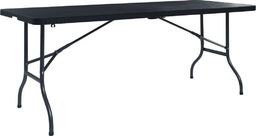 vidaXL składany stolik, czarny 180x75x72 cm, HDPE, imitacja rattanu (48831)