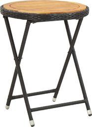 vidaXL stolik herbaciany, czarny, 60 cm, rattan PE i drewno akacjowe (46205)