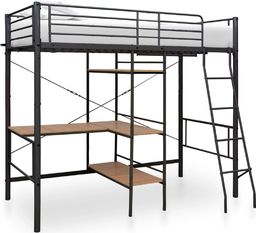  vidaXL Rama łóżka piętrowego z biurkiem, szara, metalowa, 90 x 200 cm