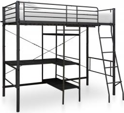  vidaXL Rama łóżka piętrowego z biurkiem, czarna, metalowa, 90 x 200 cm