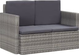  vidaXL 2 osobowa sofa ogrodowa z poduszkami, polirattan, szara (45783)