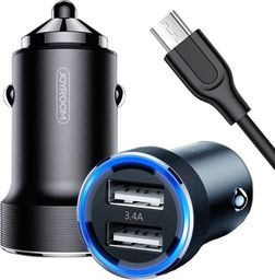 Ładowarka Joyroom Ładowarka samochodowa 3.4A 2x USB + Kabel Micro USB 1m JOYROOM Wise Series Dual Port car charger (C-A02) czarna
