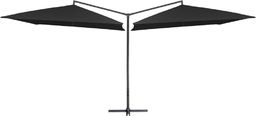  vidaXL Podwójny parasol na stalowym słupku, 250 x 250 cm, czarny