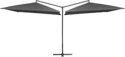  vidaXL Podwójny parasol na stalowym słupku, 250 x 250 cm, antracytowy