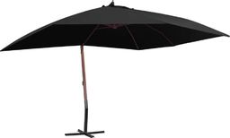  vidaXL Wiszący parasol na drewnianym słupku, 400x300 cm, czarny