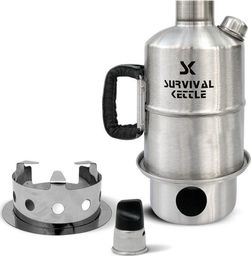 Survival Kettle Stalowa Kuchenka czajnik turystyczny Survival Kettle srebrna - zestaw Uniwersalny