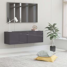 vidaXL Szafka TV, szara, wysoki połysk, 100x30x30 cm, płyta wiórowa