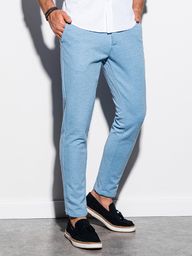 Ombre Spodnie męskie chino P891 - błękitne XL