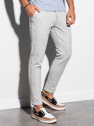 Ombre Spodnie męskie chino P891 - jasnoszare L