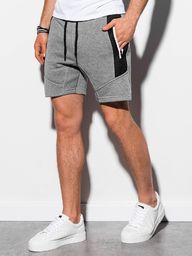 Ombre Krótkie spodenki męskie dresowe W240 - szary melanż XL