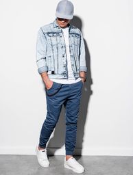 Ombre Kurtka męska jeansowa C441 - jasny jeans L