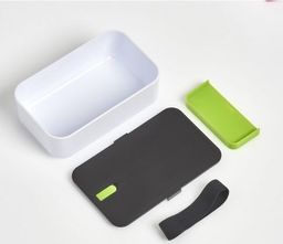  Zeller Pudełko na lunch, plastikowe, biały / czarny / zielony, 19 x 12 x 6,5 cm