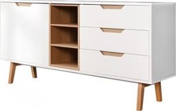 King Home Komoda HUSUM biała - MDF, fornir dębowy