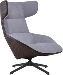 King Home Fotel VITA szary - brąz - tkanina, ekoskóra, metal