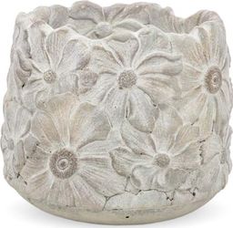 Pigmejka Osłonka cementowa w kwiaty Biała 13x15x15 cm uniwersalny (71195-uniw) - 71195-uniw