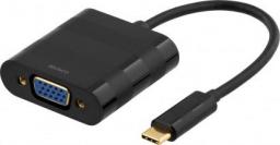 Adapter USB Deltaco USB-C - VGA Czarny  (DELTACO USBC-1098 - ekstern videoadapt)