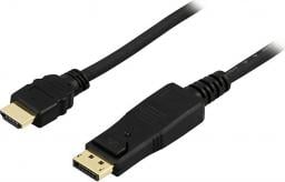 Kabel Deltaco DisplayPort - HDMI 2m czarny (Deltaco DP-3020 - 2m HDMI Type A til D)