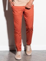 Ombre Spodnie męskie chino P894 - ceglaste S