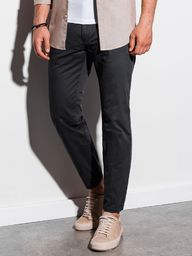 Ombre Spodnie męskie chino P894 - czarne XXL