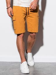 Ombre Krótkie spodenki męskie dresowe W225 - żółte S