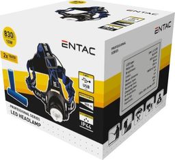 Latarka ENTAC Pakraunamas žibintas ant galvos ENTAC 10W USB 830lm