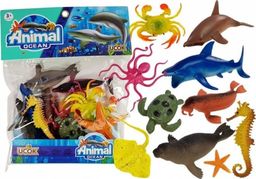 Import leantoys Zestaw Figurek Zwierzęta Morskie Gumowe 12 sztuk