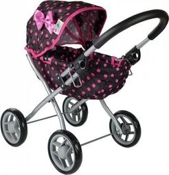  Lean Sport Wózek dla lalek Alice czarny w różowe groszki
