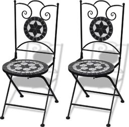  Elior zestaw ceramicznych krzeseł ogrodowych Leah, czarno-biały (5357)