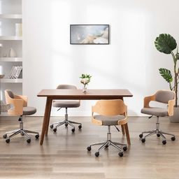 vidaXL Obrotowe krzesła stołowe, 4 szt., taupe, gięte drewno i tkanina