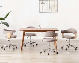  vidaXL Obrotowe krzesła stołowe, 4 szt., taupe, gięte drewno i tkanina