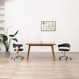  vidaXL Obrotowe krzesła stołowe, 2 szt., czarne, sztuczna skóra