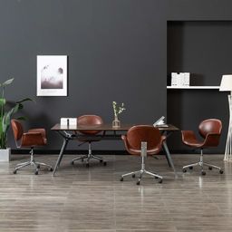  vidaXL Obrotowe krzesła stołowe, 4 szt., brązowe, sztuczna skóra
