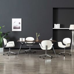  vidaXL Obrotowe krzesła stołowe, 4 szt., białe, sztuczna skóra