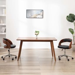  vidaXL Obrotowe krzesło stołowe, białe, gięte drewno i sztuczna skóra