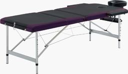  vidaXL 3-strefowy, składany stół do masażu, aluminium, czarno-fioletowy