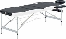  vidaXL 3-strefowy, składany stół do masażu, aluminium, czarno-biały