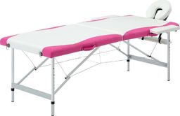 vidaXL 2-strefowy, składany stół do masażu, aluminium, biało-różowy