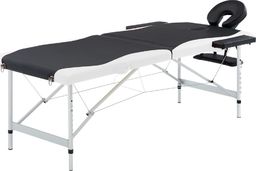  vidaXL 2-strefowy, składany stół do masażu, aluminium, czarno-biały