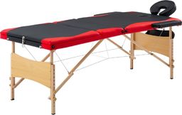  vidaXL Składany stół do masażu, 3 strefy, drewniany, czarno-czerwony