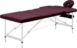  vidaXL Składany stół do masażu, 3 strefy, aluminiowy, fioletowy