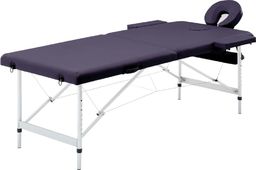  vidaXL Składany stół do masażu, 2 strefy, aluminiowy, winny fiolet