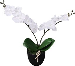  vidaXL VidaXL Sztuczna orchidea z doniczką, 30 cm, kolor biały (244420) - 8762