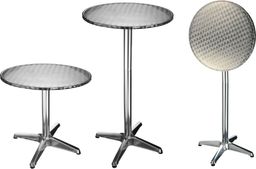  HI HI Składany stolik bistro, aluminiowy, okrągły, 60 x 60 x (58-115) cm