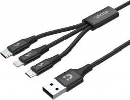 Kabel USB Unitek USB-A - USB-C, microUSB, Lightning 1.2 m Czarny (C14049BK)
