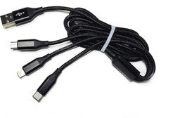Kabel USB Msonic USB-A - USB-C + microUSB + Lightning 1 m Czarny (MLU621)