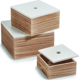  Zeller Zeller, Zestaw 3 pudełek drewnianych, kol. biały / natury