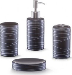  Zeller Zeller, 4-częściowy zestaw akcesoriów łazienkowych black&white, czarny